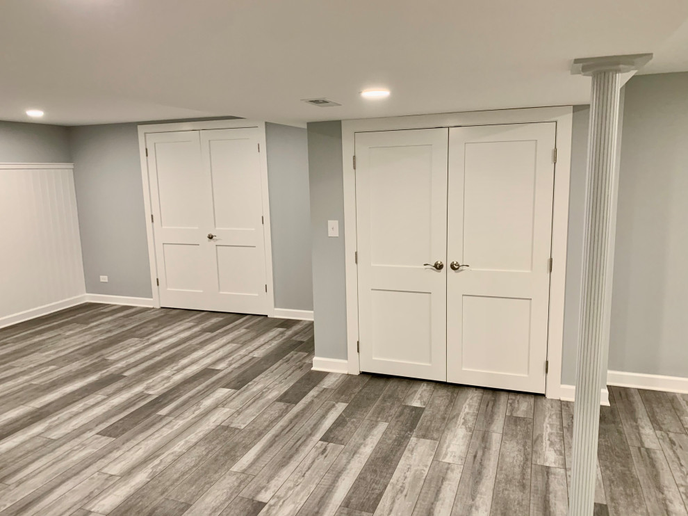 Modern Grey Basement Remodel