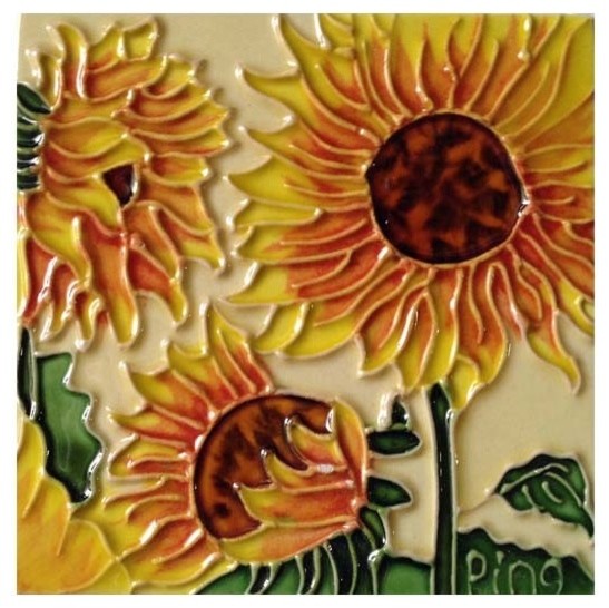 3 Sunflowers Tile Farmhouse Wall And Floor Tile by Continental