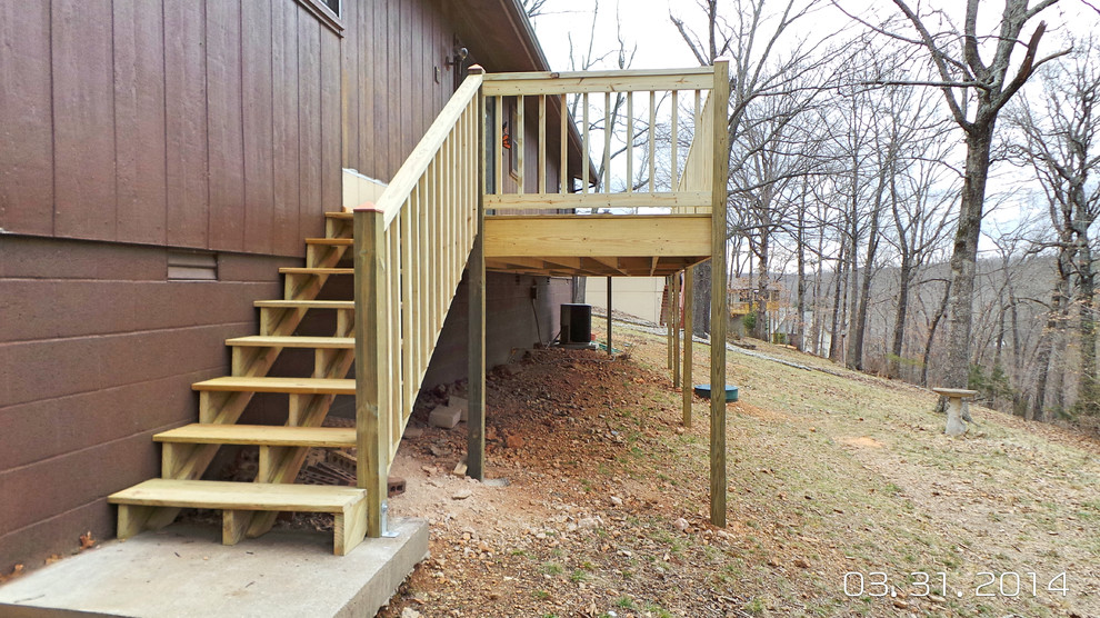 Deck - mid-sized backyard deck idea with decking and no cover