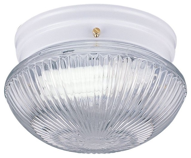 Flushmount Light with Clear Glass in White Finish