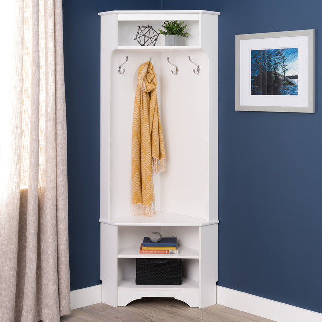 Prepac Corner Hall Tree in White - Transitional - Hall Trees - by ...