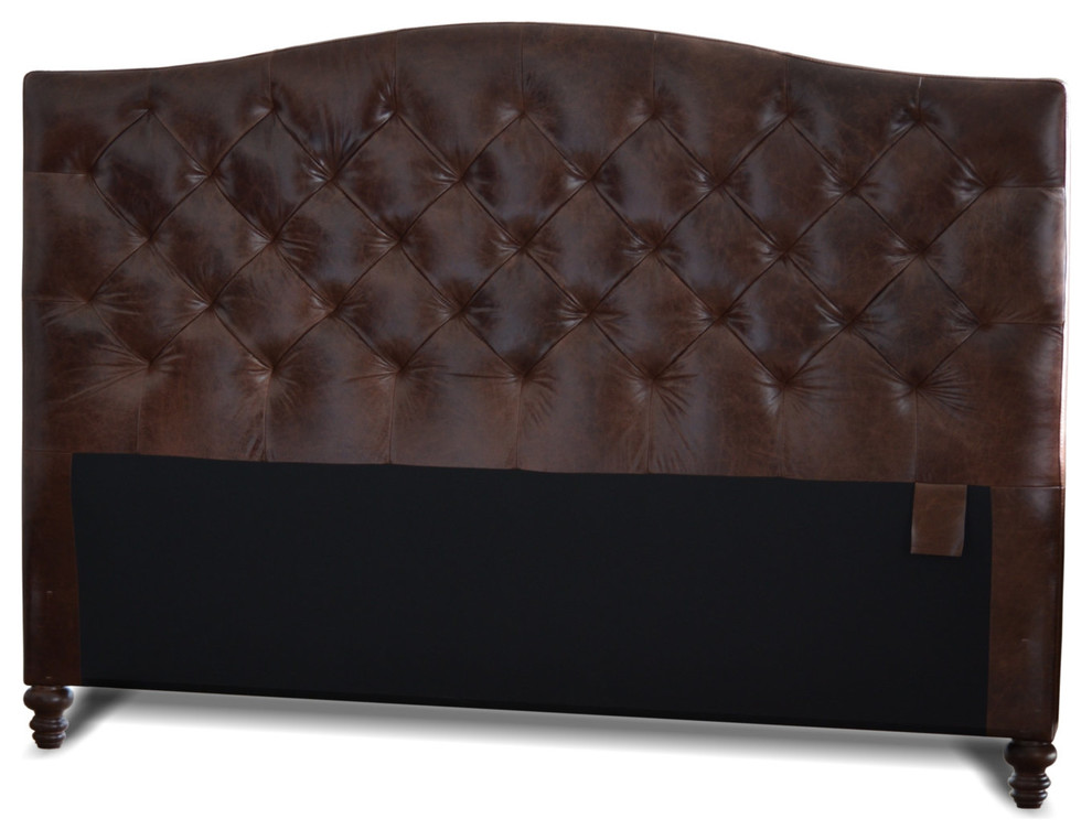 King Size Genuine Leather, Diamond Tufted Headboard Headboards by