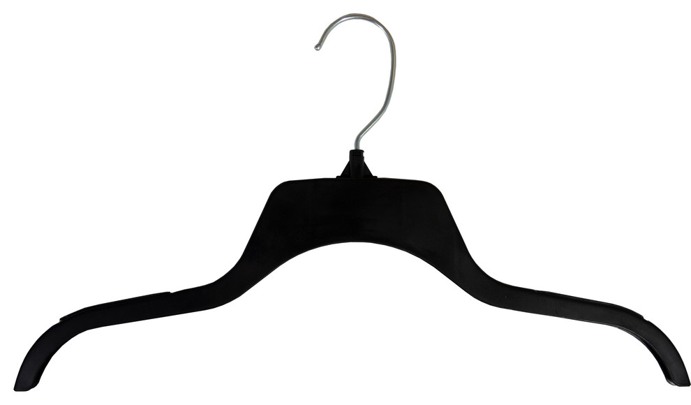 Recycled Non-Slip Black Plastic Top Hanger, 15" With Size Marker