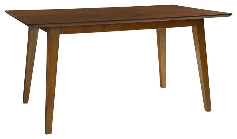 Linon Patty Mid-Century Wood Dining Table with Tapered Legs in Brown Stain