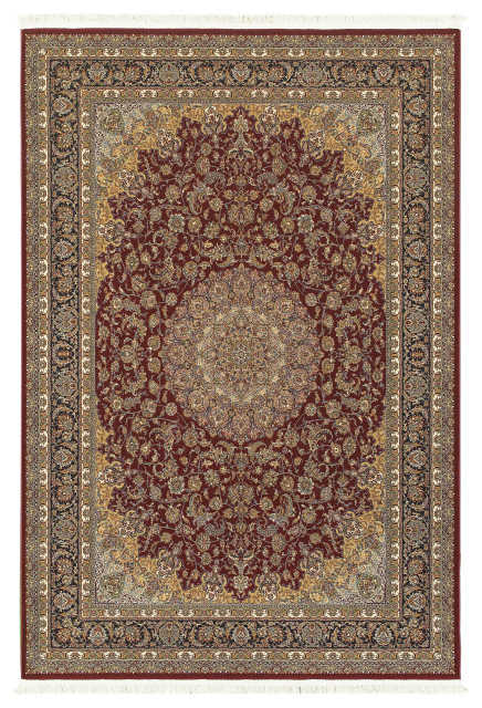 Red Fringed Rug Mackenzie Intricate Medallion Red/ Multi Fringed Area Rug, 3'10