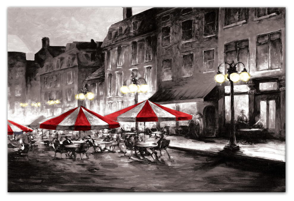 Red Umbrella Bistro Canvas Wall Art 36 X24 Farmhouse Prints