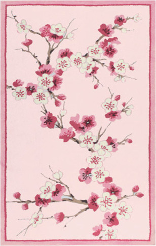 Cherry Blossom Cotton Flannel Rug - Asian - Kids Rugs - by Layla Grayce
