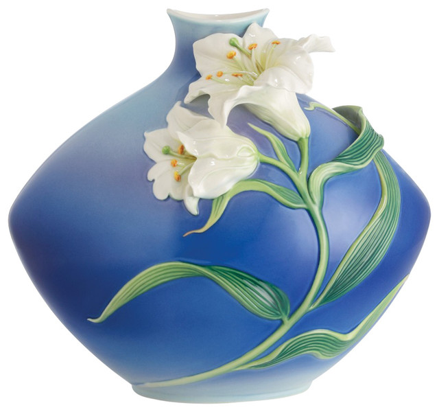 Franz Porcelain Collection Lily Flower Mid Size Vase Transitional
