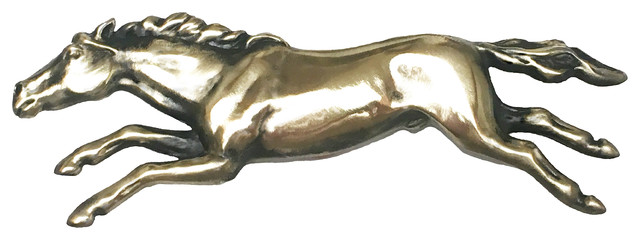 Wild Horse Pull, Left Facing, Antique Brass