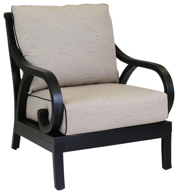 Sunset West Monterey Club Chair With Cushions Frequency Sand With Walnut Welt