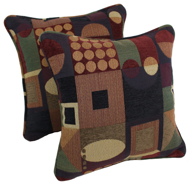 18" DoubleCorded Jacquard Chenille Square Throw Pillows, Set of 2