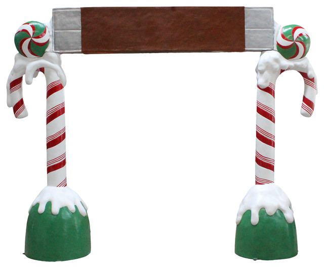 8' Polyresin Candy Cane Arch With Chocolate Bar Contemporary Holiday Accents And Figurines