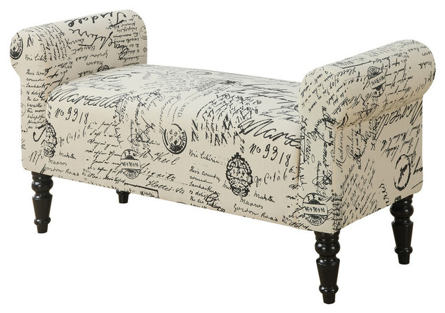 Faux Leather Traditional Style Bench Traditional Upholstered
