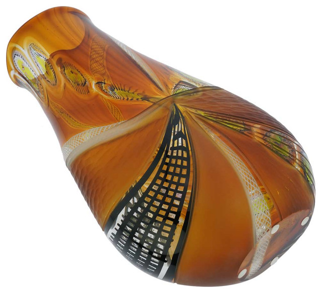 Vase Ovale En Verre De Murano Or/Orange Par Marco Segantin Pour Vgnewtrend Italie