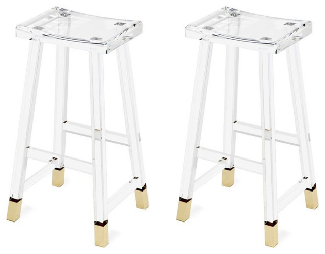 Vaughan Modern Acrylic Kitchen Island Bar Stool Gold Set of 1