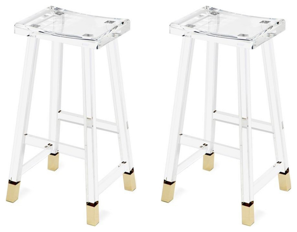 Vaughan Modern Acrylic Kitchen Island Bar Stool Gold Set of 1