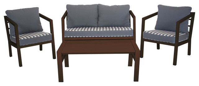 Outdoor 4-Piece Acapulco Furniture Set With 2-Seater Sofa, Bronze