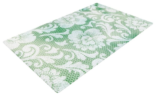 Heidi Jennings "Daydreaming" Green Floral Woven Area Rug, 48"x72"