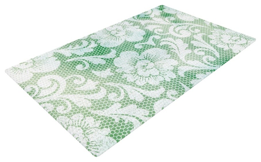 Heidi Jennings "Daydreaming" Green Floral Woven Area Rug, 48"x72"
