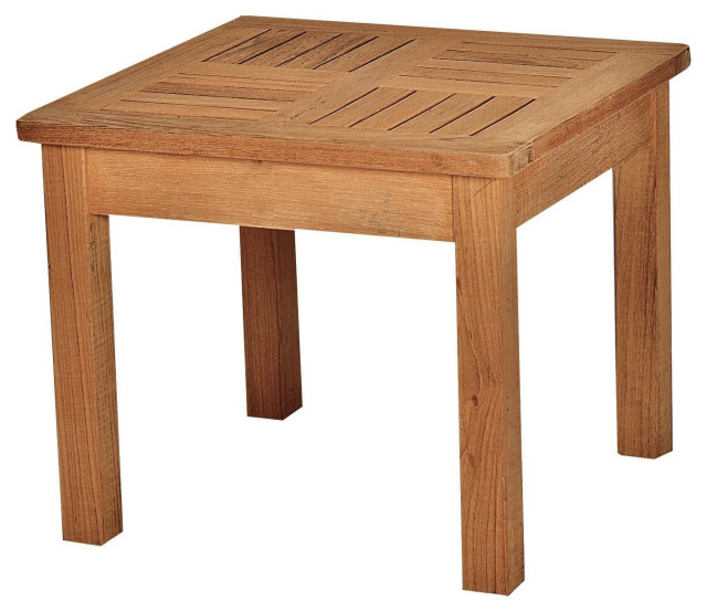 Dane Square Teak Outdoor Side Table Transitional Outdoor Side