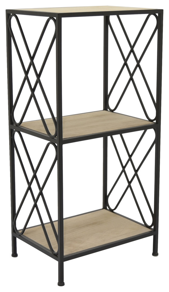 Plutus Brands Wood/Metal Plant Stand, Brown Metal Industrial Plant