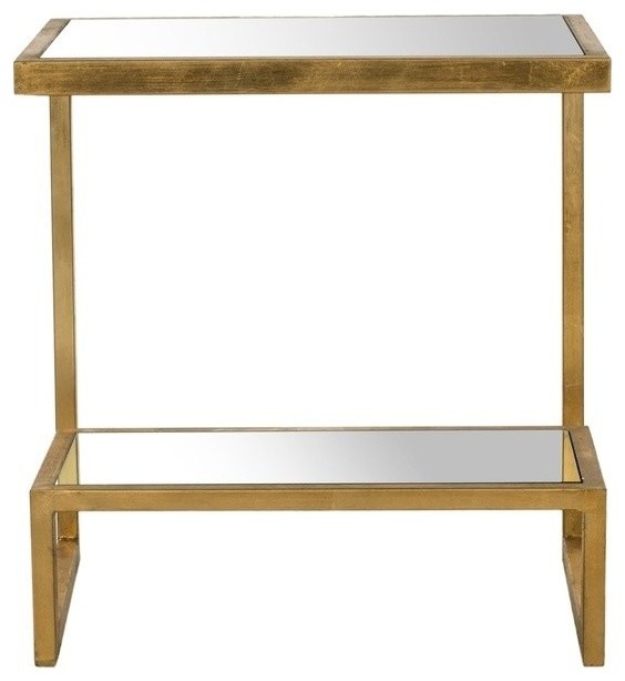 Kennedy Mirror Top Gold Accent Table Contemporary Side Tables And
