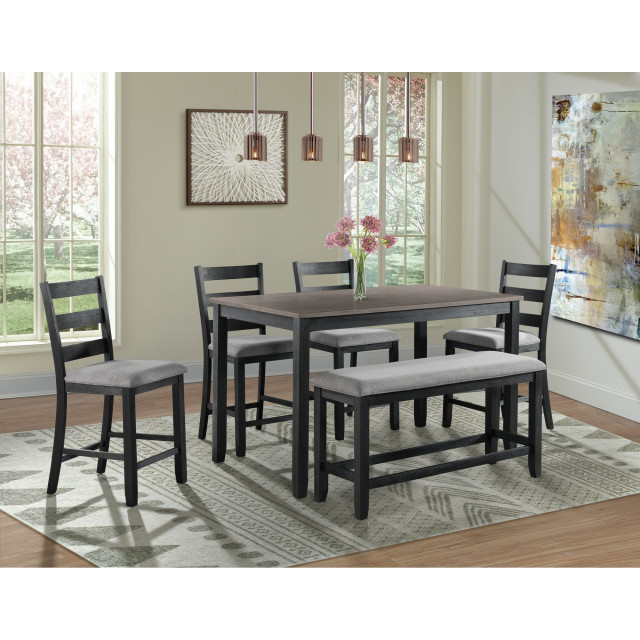 Picket House Kona Counter Height 6PC Dining SetTable, Four Chairs