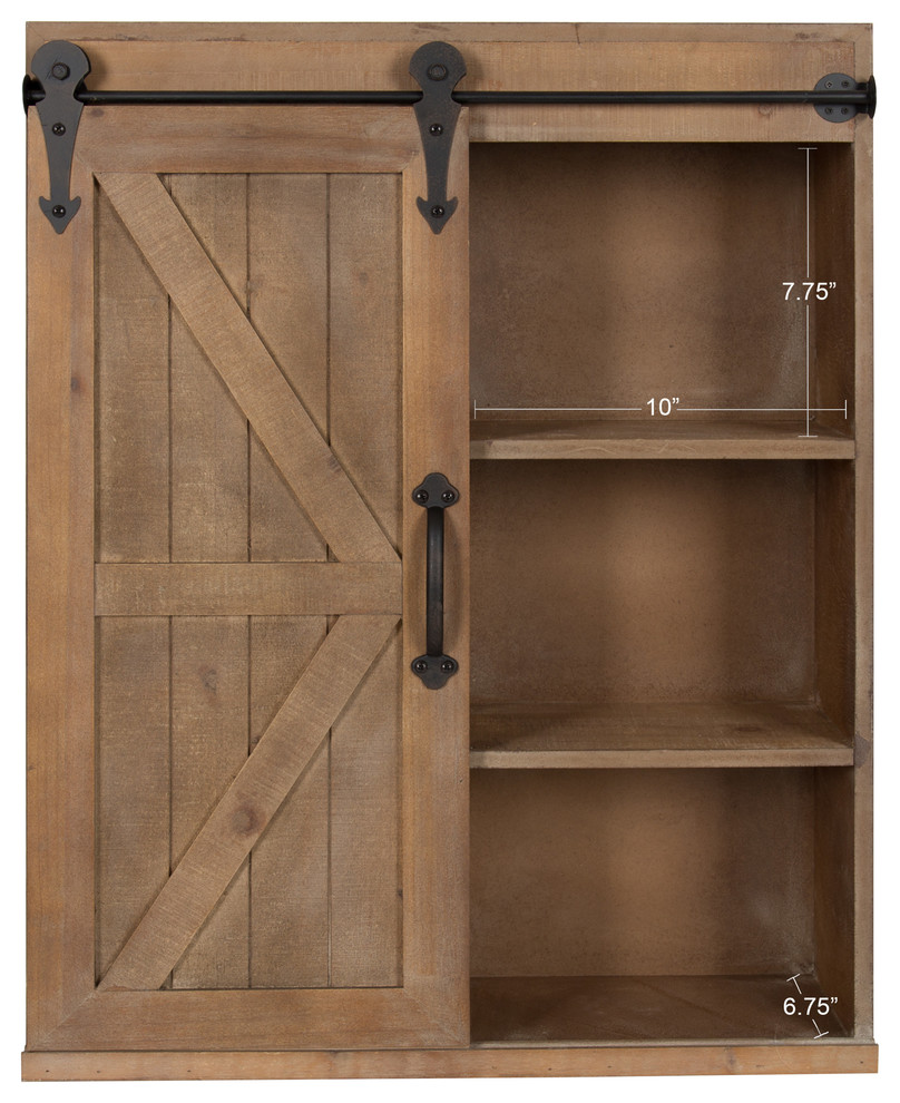 Wood Wall Storage Cabinet With Sliding Barn Door Farmhouse
