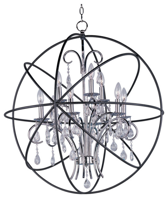 Orbit 9-Light Pendant, Anthracite and Polished Nickel