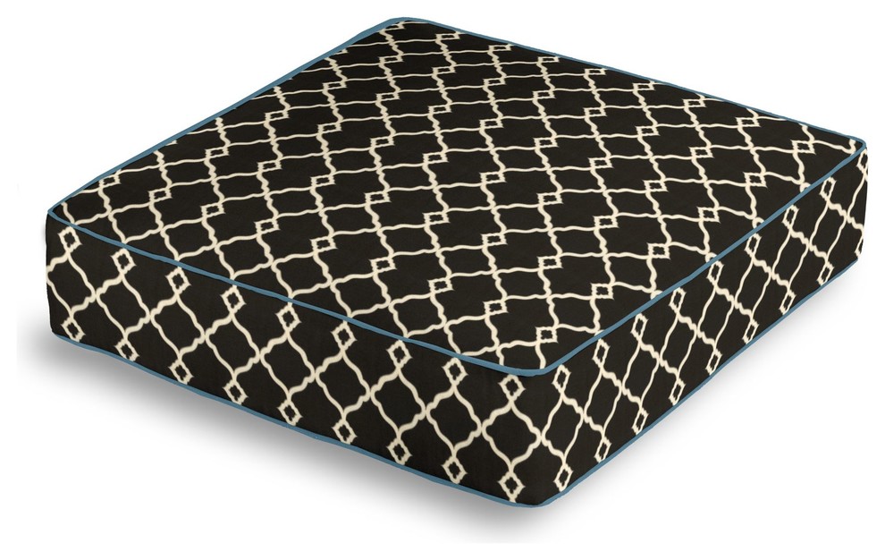 Black Classic Trellis Box Floor Pillow