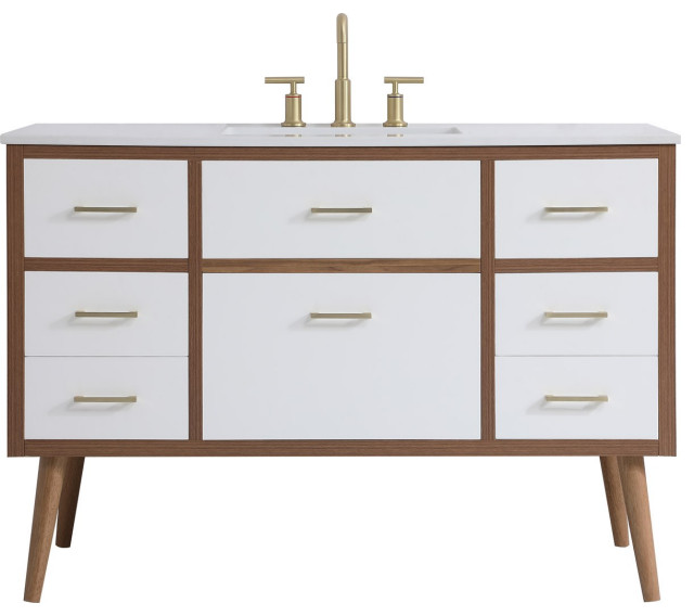 Elegant Boise 48" Bathroom Vanity VF41048WH White Midcentury