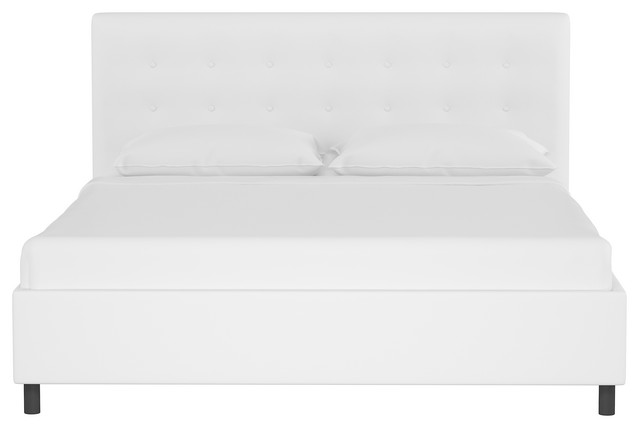 Victor On Platform Bed Twill White, White Upholstered Bed Frame