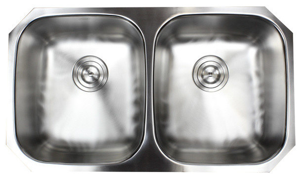Ariel 32 Stainless Steel Undermount Double Bowl Kitchen Sink And Accessories