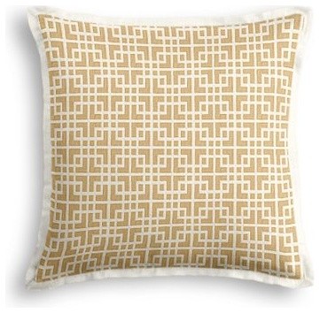 Beige Woven Square Lattice Custom Throw Pillow