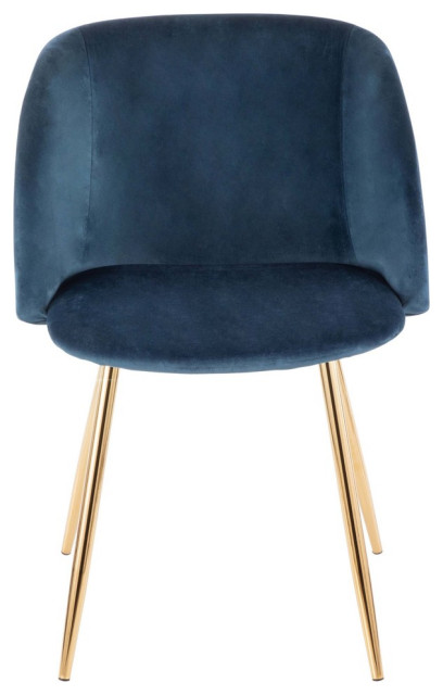 Fran Chair, Gold Metal, Set of 2, Blue Velvet