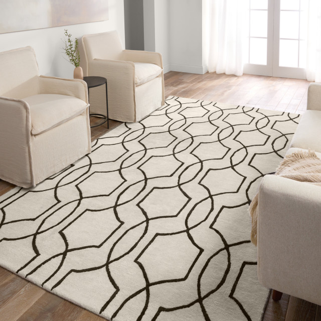 Jaipur Living Arae Handmade Geometric Cream/Black Area Rug, 5'X8 ...