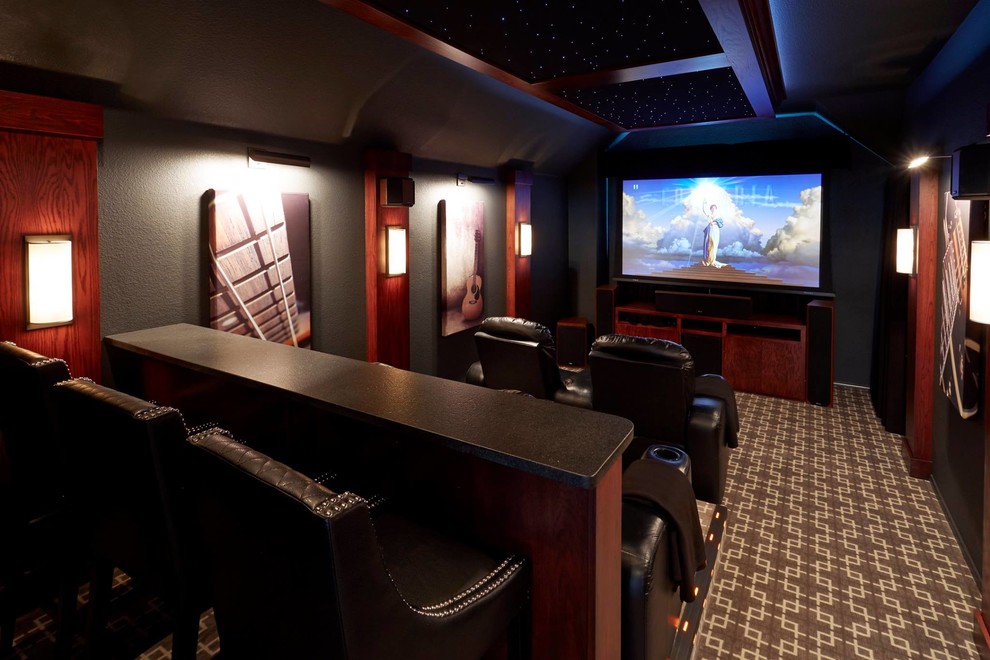 Elegant Home Theatre Room in Fort Worth - Transitional - Home Theater