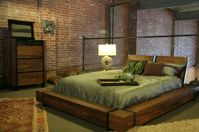 Industrial Chic Wood Platform Bed Industrial Bedroom