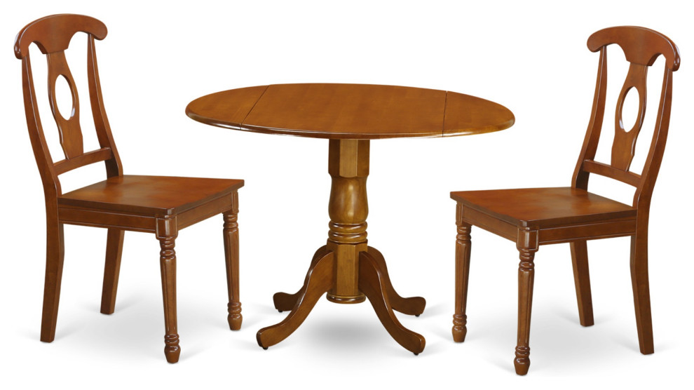 Dlna3SbrW 3Piece Kitchen Nook Dining SetDrop Leaf Table and 2