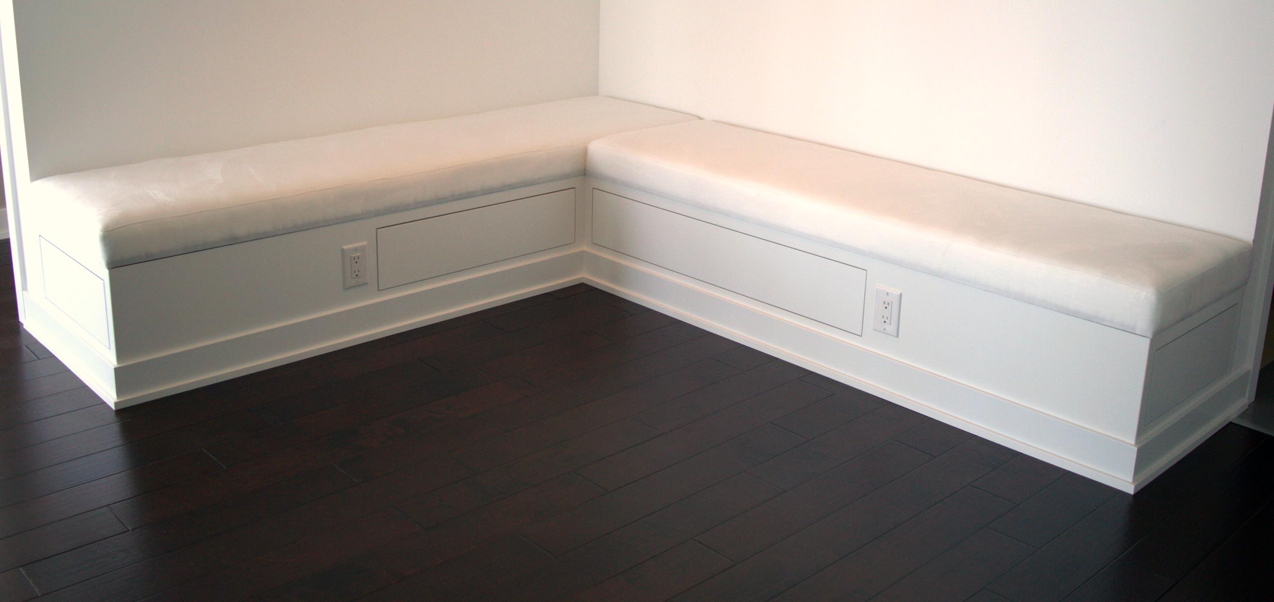 Custom L- Shaped Built-in Banquette with Storage