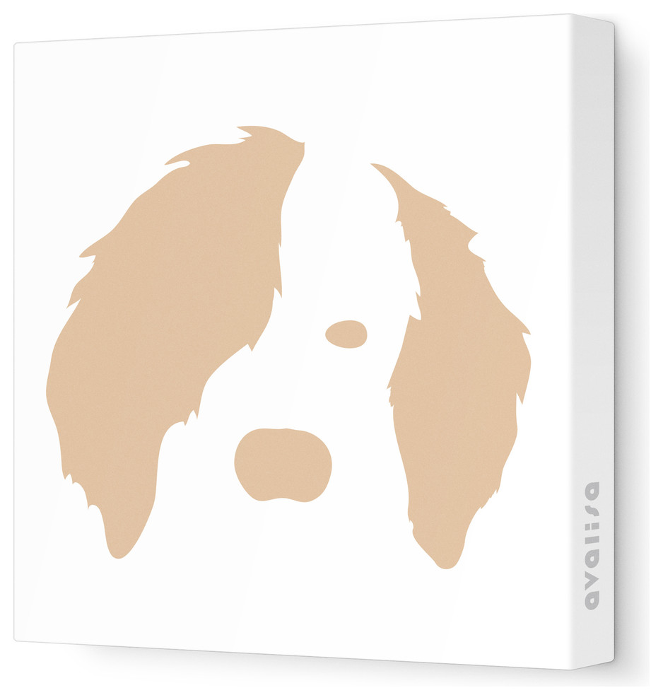 Animal Face - Dog Stretched Wall Art, 12" x 12", Light Brown