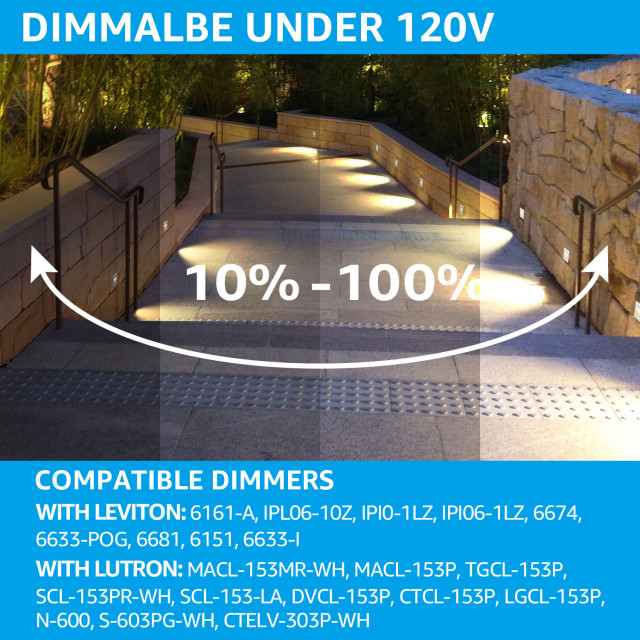 6 Pack 3CCT Dimmable 120-277V Step Light LED, White - Transitional ...