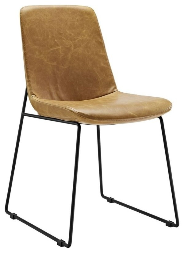 Hawthorne Collections Faux Leather Dining Side Chair in Tan