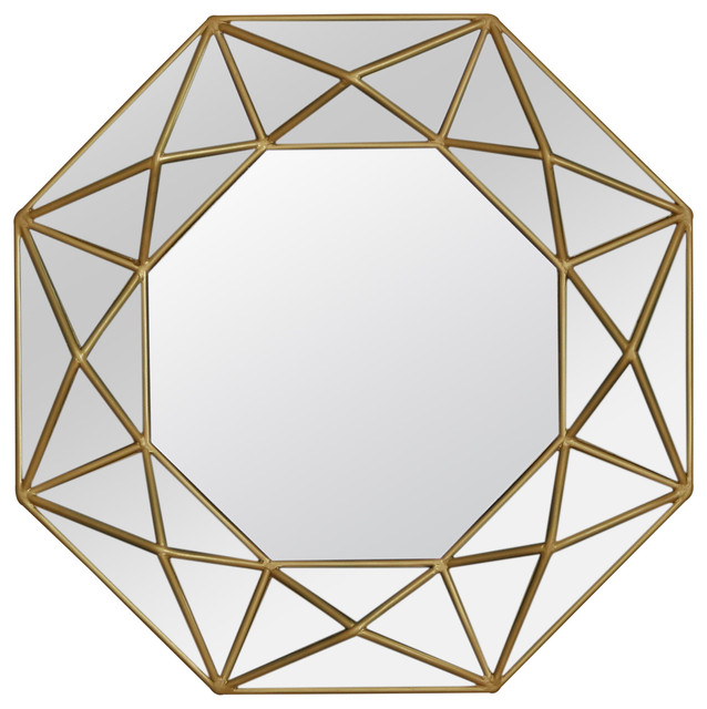 Geo Octagonal Wall Mirror Gold Contemporary Wall Mirrors by
