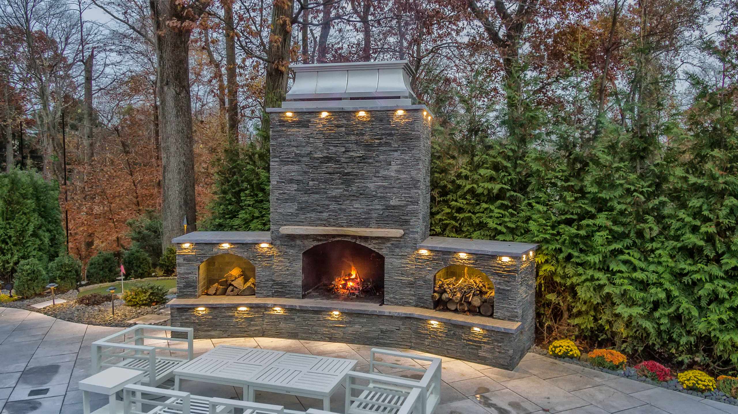 Backyard patio and lighting