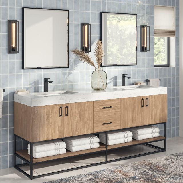 Bahia Bath Vanity, 72" Transitional Bathroom Vanities And Sink