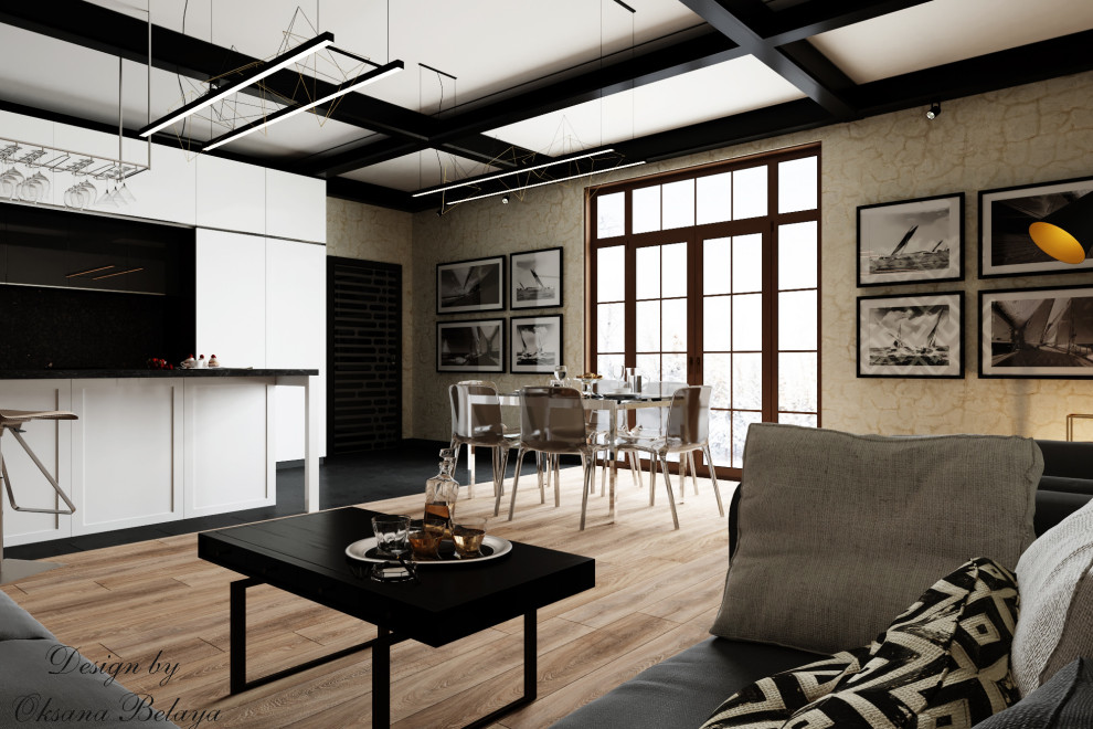 Частное домовладение гостиная-кухня