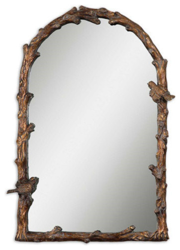 Rl 35903 Mirror Distressed Antiqued Gold Leaf Paza Rustic Wall Distressed Antiqued Gold Leaf Paza