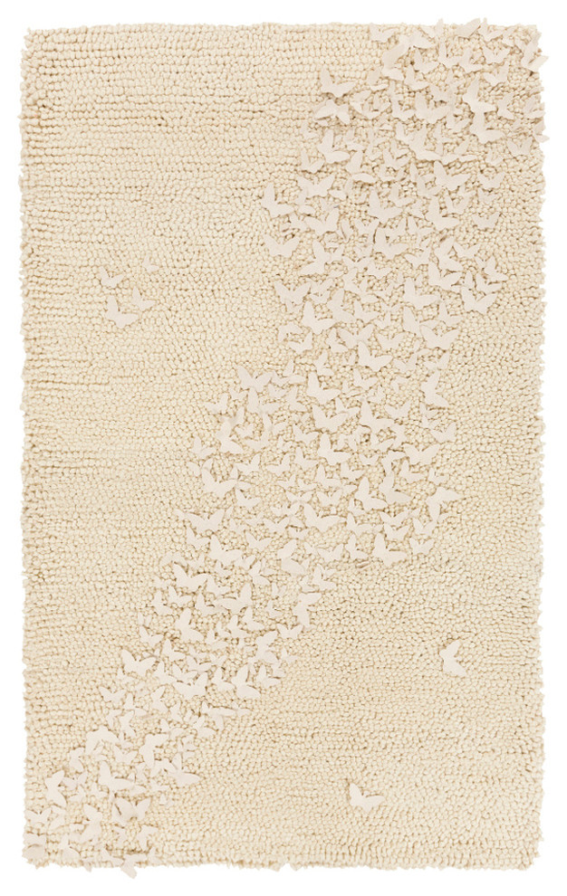 Surya Butterfly Rectangle Ivory 5' x 8' Area Rug