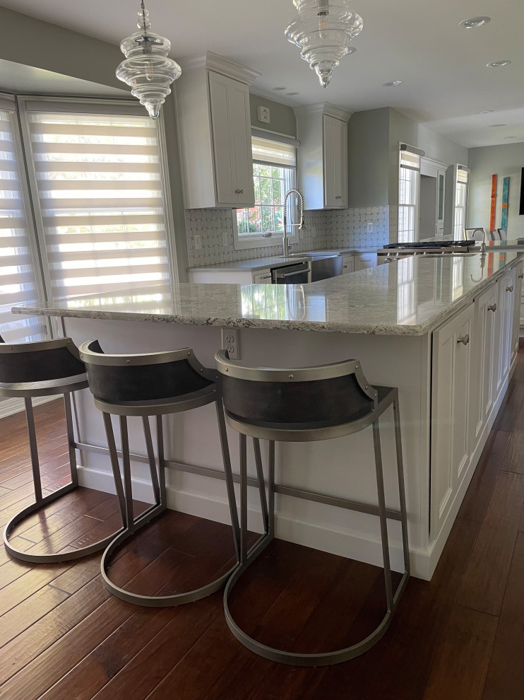 Example of a transitional kitchen design in Omaha